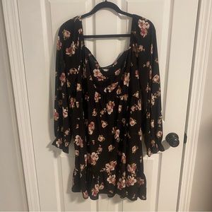 As u wish short floral black and pink summer dress 3XL